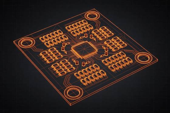 AI illustration of the 4-in-1 ESC 45 A (BLHeli_S class)