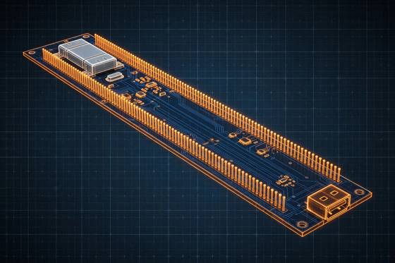AI illustration of the ESP32 development board