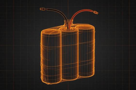 AI illustration of the 18650 Li-ion pack 3S (3 cells)
